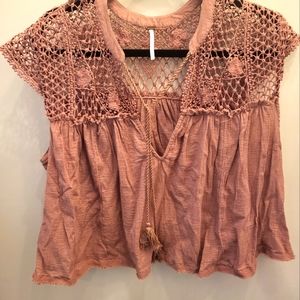 Free People swing top with crochet details